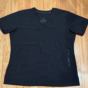 Scrubaid Shirt Women's Black V-Neck Short Sleeve Scrub Top L